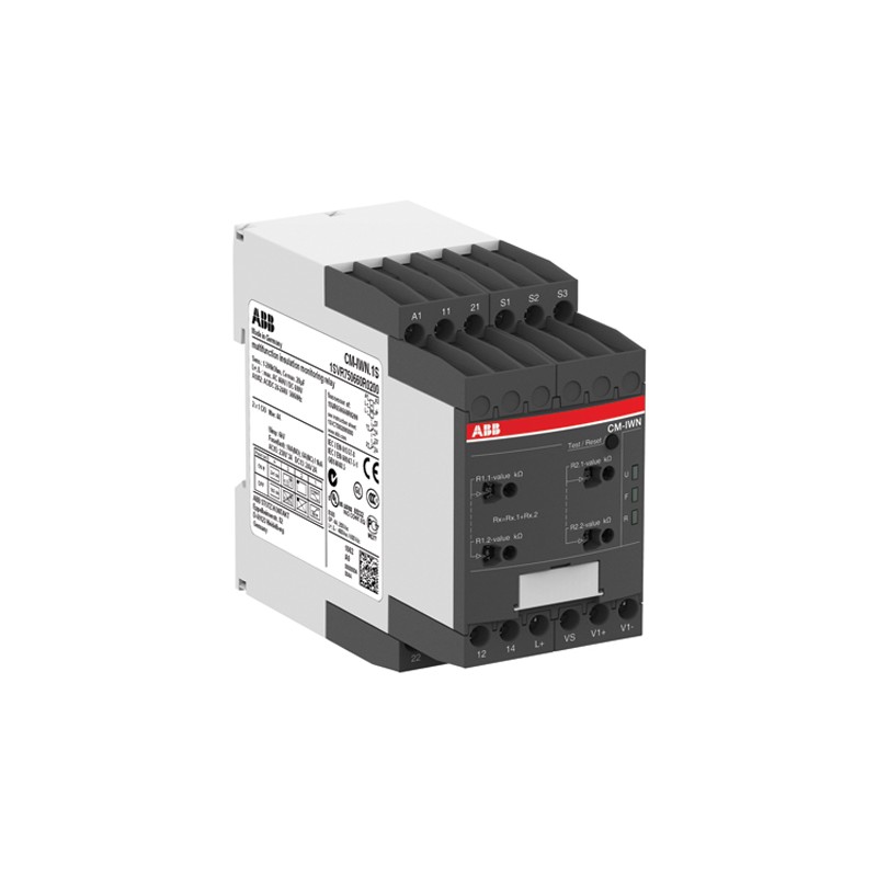 1 pcs - ABB Insulation Monitoring Relay, 1, 3 Phase, DPDT, 0 - 400 V ac, 0 - 600V dc, DIN Rail