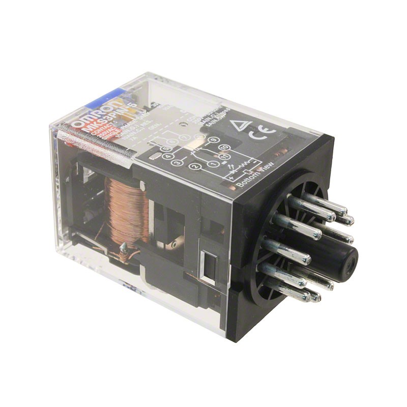 1 pcs - Omron Plug In Non-Latching Relay, 12V dc Coil, 10A Switching Current, 3PDT