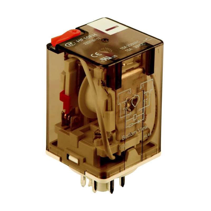 1 pcs - Hongfa Europe GMBH Plug In Power Relay, 120V ac Coil, 10A Switching Current, DPDT