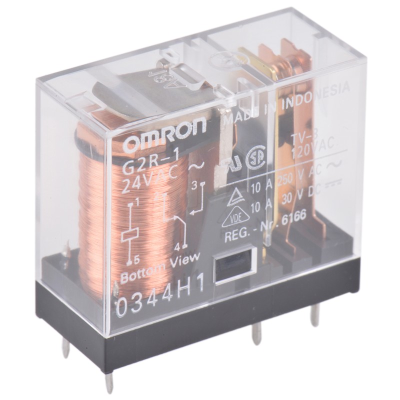 1 pcs - Omron PCB Mount Power Relay, 24V ac Coil, 10A Switching Current, SPST