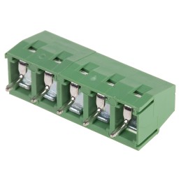 10 pcs - RS PRO PCB Terminal Block, 5-Contact, 5mm Pitch, Through Hole Mount, 1-Row, Screw Termination
