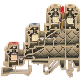 1 pcs - RS PRO Red DIN Rail Terminal Block, 0.2 - 2.5mm², Triple-Level