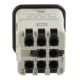 1 pcs - HARTING Heavy Duty Power Connector Insert, 10A, Male, Han D Series, 8 Contacts