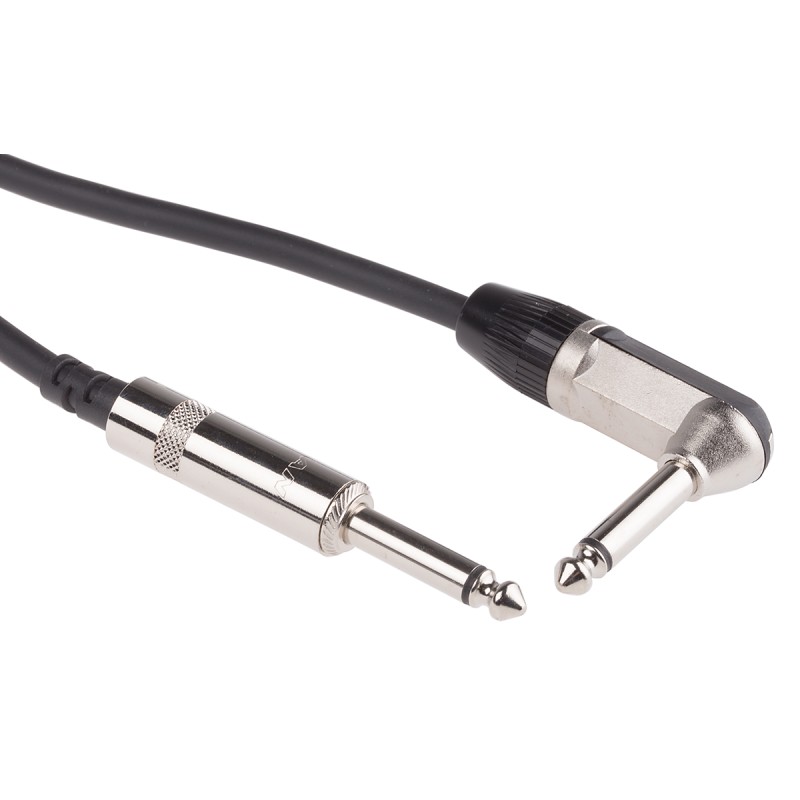 1 pcs - RS PRO 6.35mm Mono Jack to 6.35mm Mono Jack Aux Cable, Black, 6m