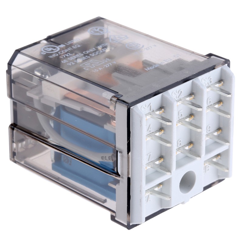 1 pcs - Finder PCB Mount Power Relay, 12V dc Coil, 15A Switching Current, 3PDT