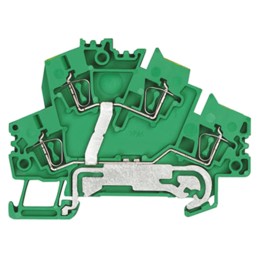 1 pcs - Weidmuller Z Series Green, Yellow PE Terminal, 0.5 - 4mm², Double-Level, Clamp Termination
