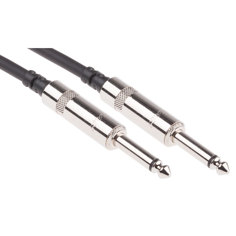 1 pcs - RS PRO 6.35mm Mono Jack to 6.35mm Mono Jack Aux Cable, Black, 3m