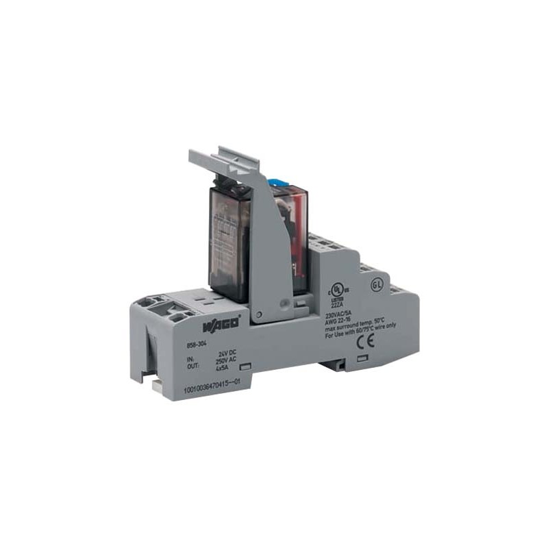 1 pcs - Wago Interface Relay, DIN Rail Mount, 24V dc Coil, 4PDT, 4-Pole