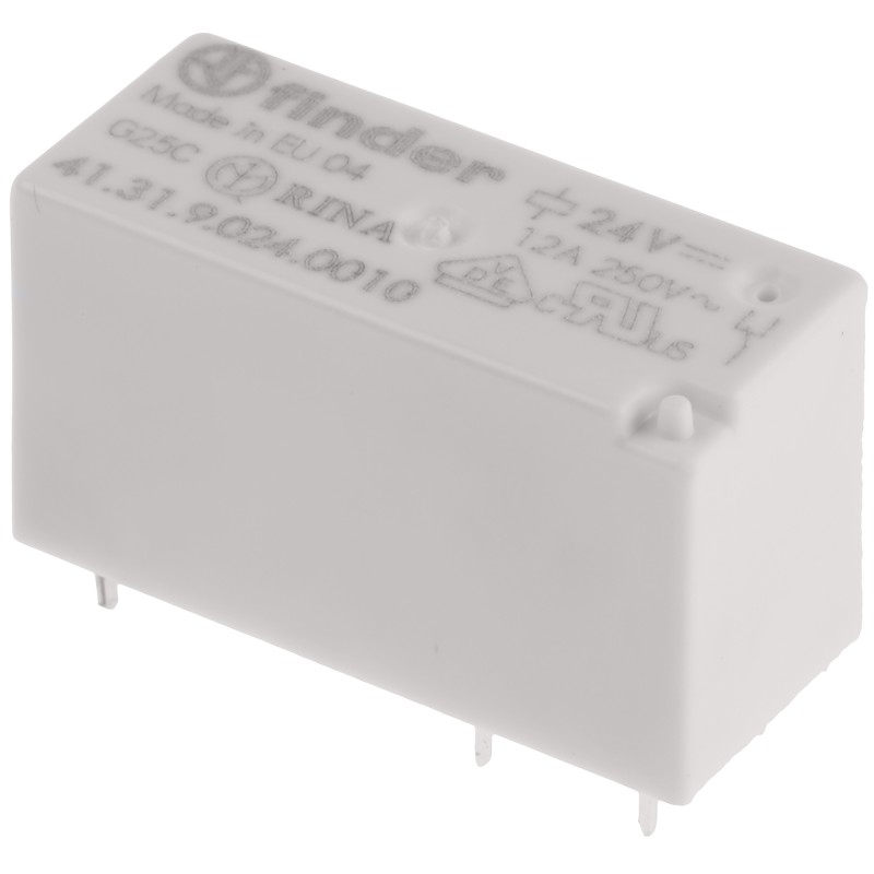 1 pcs - Finder PCB Mount Power Relay, 24V dc Coil, 12A Switching Current, SPDT