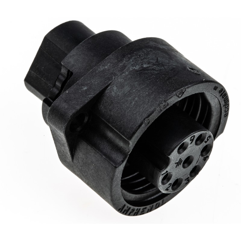 1 pcs - Amphenol Industrial Circular Connector, 6 + PE Contacts, Panel Mount, Socket, Female, IP65, IP67, Ecomate Series