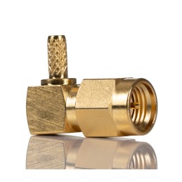 1 pcs - RS PRO, Plug Cable Mount SMA Connector, 50Ω, Crimp Termination, Right Angle Body