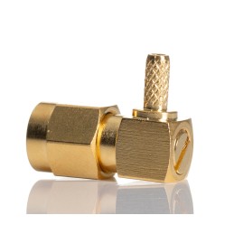 1 pcs - RS PRO, Plug Cable Mount SMA Connector, 50Ω, Crimp Termination, Right Angle Body