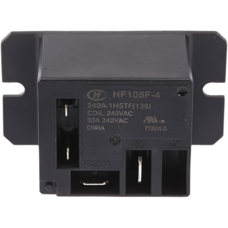 1 pcs - Hongfa Europe GMBH Flange Mount Power Relay, 240V ac Coil, 30A Switching Current, SPST