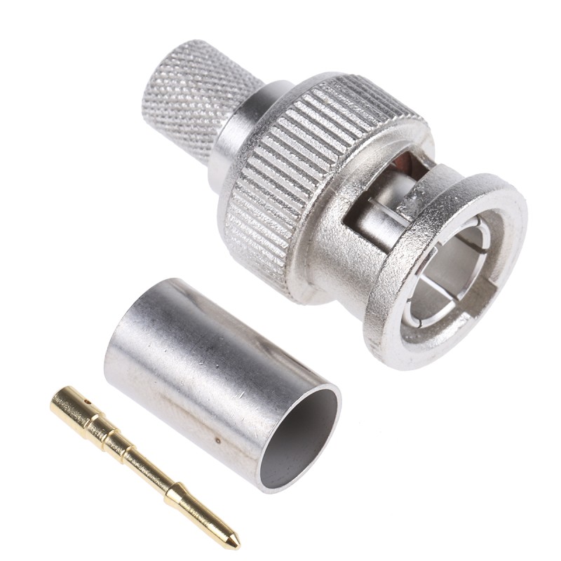 1 pcs - Telegartner, Plug Cable Mount BNC Connector, 75Ω, Crimp Termination, Straight Body
