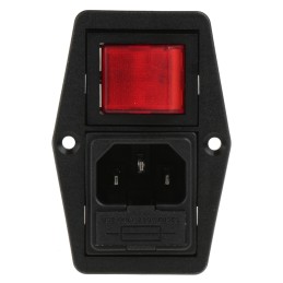 1 pcs - Bulgin C14 Panel Mount IEC Connector Male, 10A, 250 V, Fuse Size 5 x 20mm