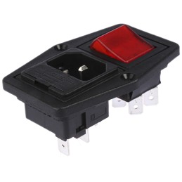 1 pcs - Bulgin C14 Panel Mount IEC Connector Male, 10A, 250 V, Fuse Size 5 x 20mm