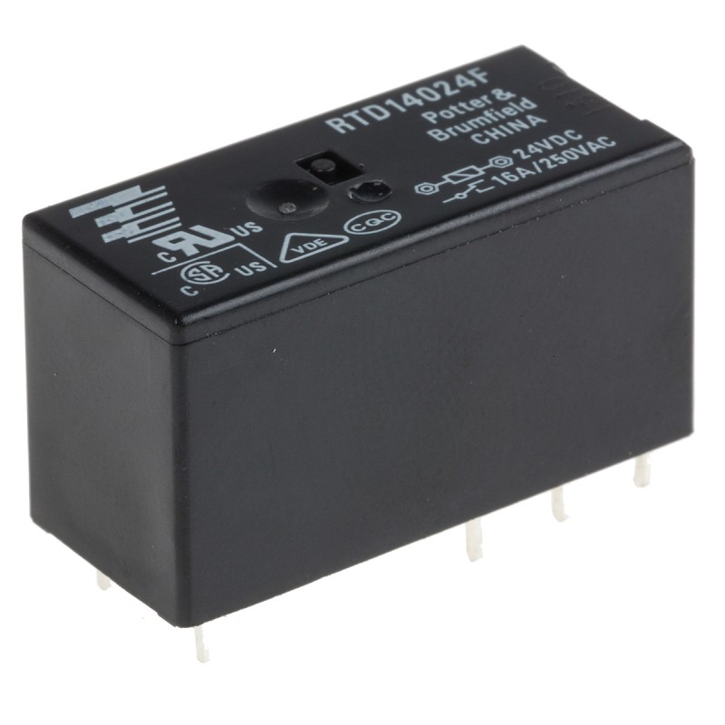 1 pcs - TE Connectivity PCB Mount Power Relay, 24V dc Coil, 16A Switching Current, SPDT