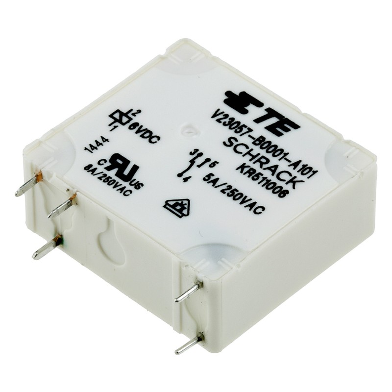 1 pcs - TE Connectivity PCB Mount Power Relay, 6V dc Coil, 5A Switching Current, SPDT