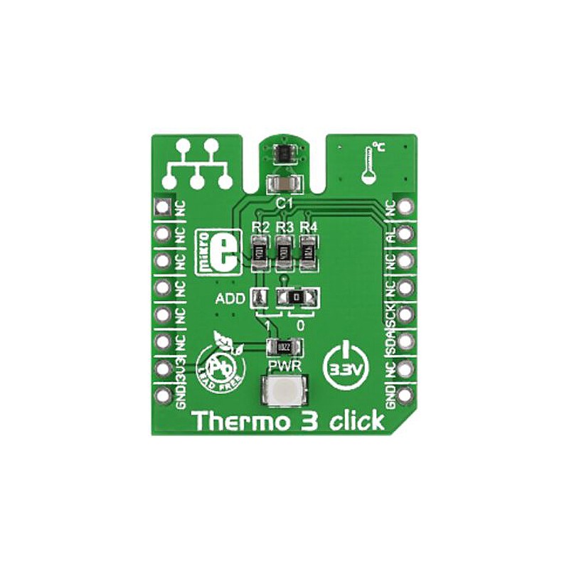 1 pcs - MikroElektronika Thermo 3 Click Temperature Sensor Add On Board MikroBUS