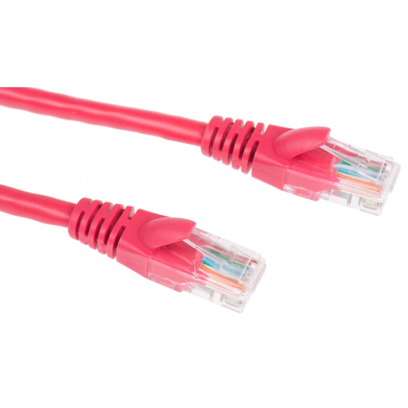 1 pcs - RS PRO Cat5e Male RJ45 to Male RJ45 Ethernet Cable, U/UTP, Red PVC Sheath, 5m