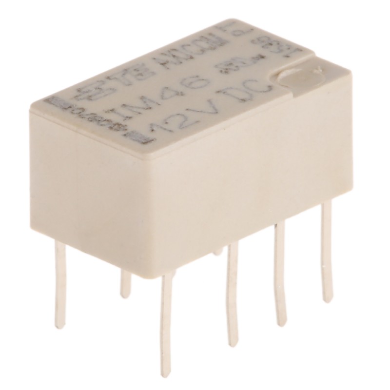 1 pcs - TE Connectivity PCB Mount Latching Signal Relay, 12V dc Coil, 2A Switching Current, DPDT