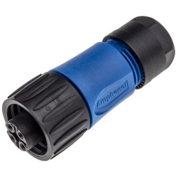 1 pcs - Amphenol Circular Connector, 3 + PE Contacts, Cable Mount, Socket, Female, IP65, IP67, Ecomate Series