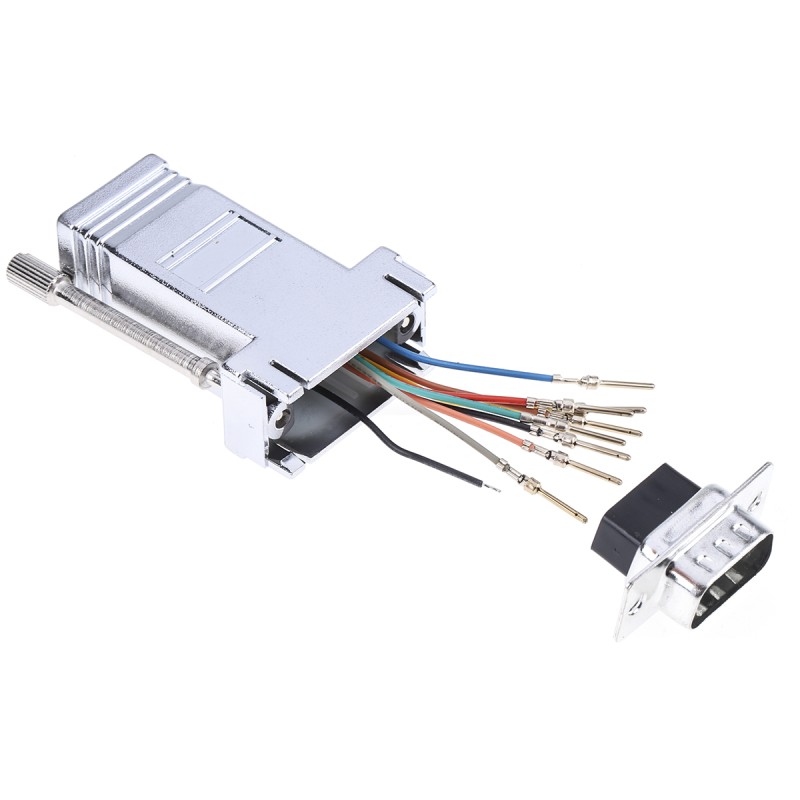 1 pcs - RS PRO D Sub Adapter Male 9 Way D-Sub to Female RJ45