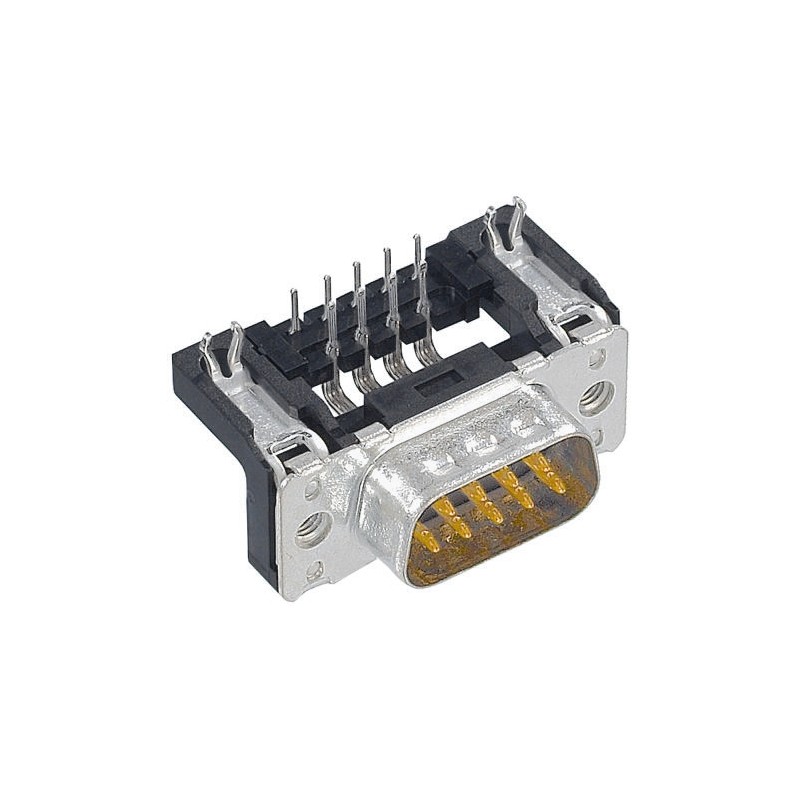 1 pcs - HARTING D-Sub Standard 9 Way Right Angle Through Hole D-sub Connector Plug, 2.74mm Pitch, with 4-40 UNC Threaded