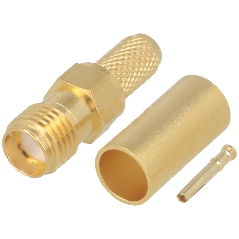 1 pcs - Telegartner, jack Cable Mount SMA Connector, 50Ω, Crimp Termination, Straight Body