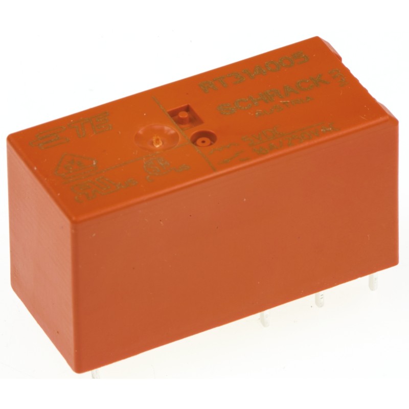 1 pcs - TE Connectivity PCB Mount Power Relay, 5V dc Coil, 16A Switching Current, SPDT