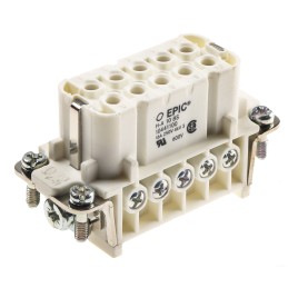 1 pcs - Epic Contact Heavy Duty Power Connector Insert, 14A, Female, H-A Series, 10 Contacts