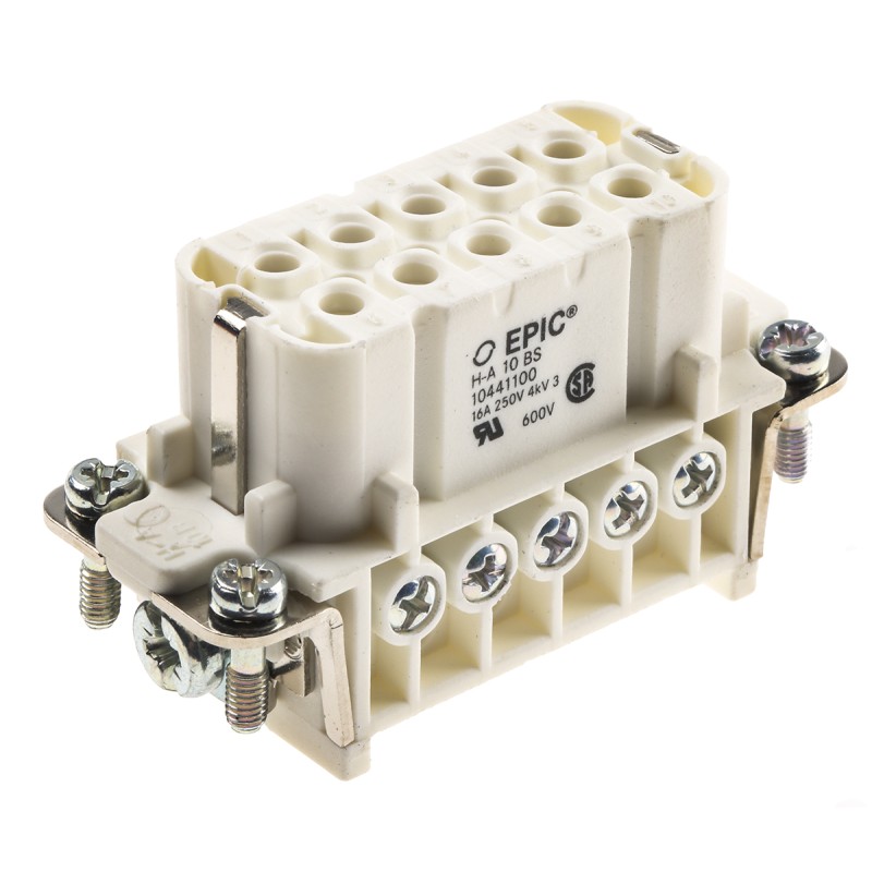1 pcs - Epic Contact Heavy Duty Power Connector Insert, 14A, Female, H-A Series, 10 Contacts