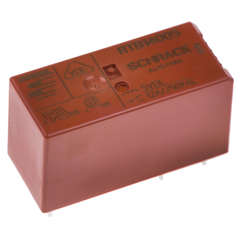 1 pcs - TE Connectivity PCB Mount Power Relay, 5V dc Coil, 12A Switching Current, SPDT