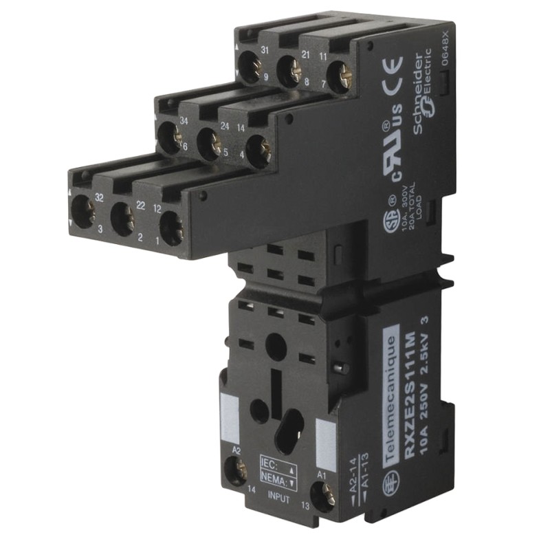 1 pcs - Schneider Electric Harmony Relay RXM 11 Pin &lt,250V DIN Rail Relay Socket, for use with Relais Series RSZ