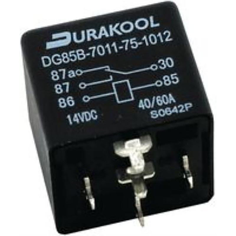 1 pcs - Durakool PCB Mount Power Relay, 12V dc Coil, 60A Switching Current, SPDT