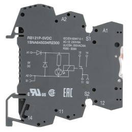 1 pcs - ABB R600 Series Interface Relay, DIN Rail Mount, 5V dc Coil, SPDT, 6A Load