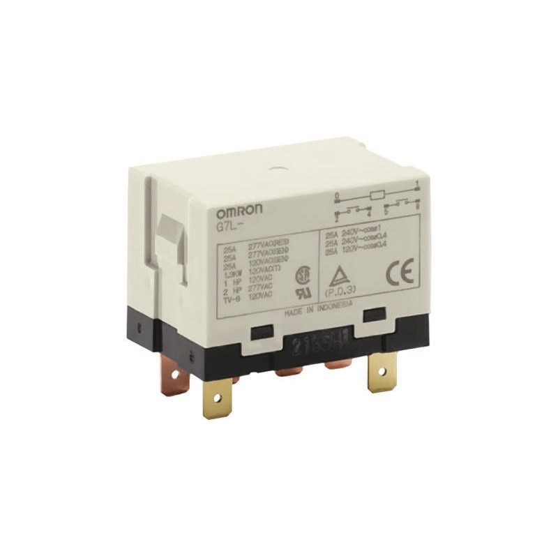 1 pcs - Omron Panel Mount Power Relay, 120V ac Coil, 25A Switching Current, DPST