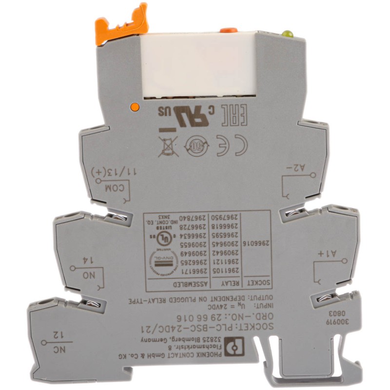 1 pcs - Phoenix Contact PLC-RSC- 24DC/21/MS Series Interface Relay, DIN Rail Mount, 24V dc Coil, SPDT, 1-Pole