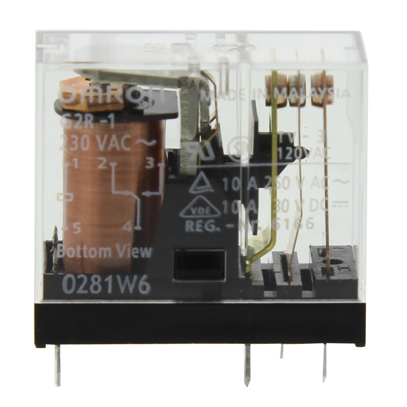 1 pcs - Omron PCB Mount Power Relay, 230V ac Coil, 10A Switching Current, SPDT