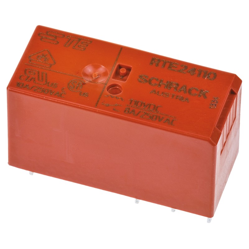 1 pcs - TE Connectivity PCB Mount Power Relay, 110V dc Coil, 8A Switching Current, DPDT