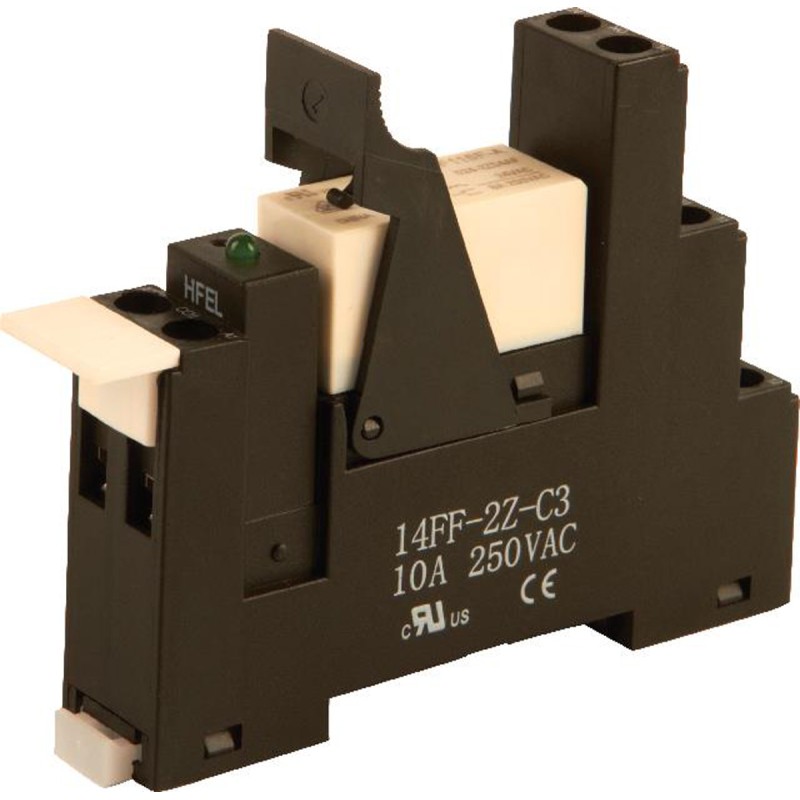 1 pcs - Hongfa Europe GMBH 2RM Series Interface Relay, DIN Rail Mount, 24V ac Coil, DPDT, 2-Pole, 8A Load