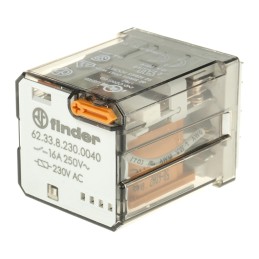 1 pcs - Finder Plug In Power Relay, 230V ac Coil, 16A Switching Current, 3PDT