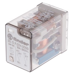 1 pcs - Finder PCB Mount Power Relay, 24V dc Coil, 10A Switching Current, DPDT
