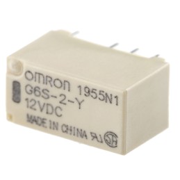 1 pcs - Omron PCB Mount Signal Relay, 12V dc Coil, 2A Switching Current, DPDT