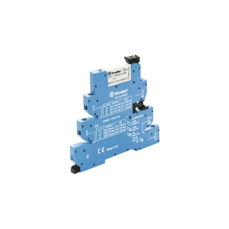 1 pcs - Finder 39 Series Interface Relay, DIN Rail Mount, 24V ac/dc Coil, SPDT, 1-Pole