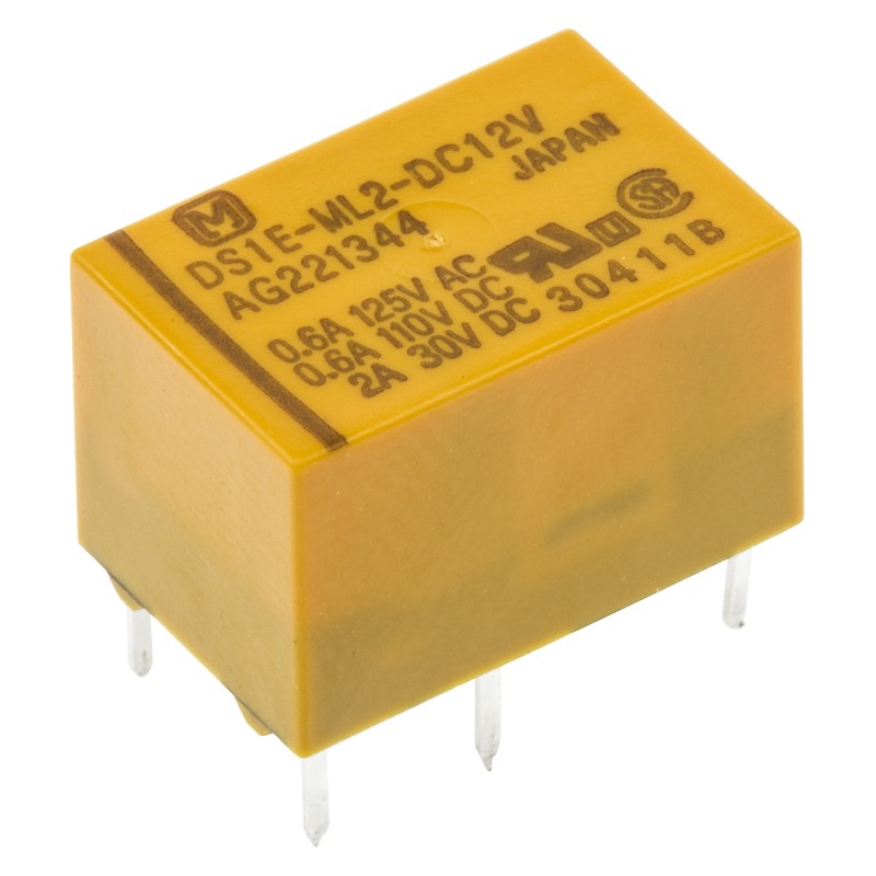 1 pcs - SPDT PCB Mount Latching Relay 2 A, 12V dc For Use In General Purpose Applications