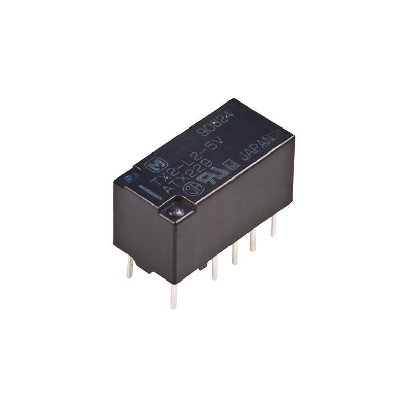 1 pcs - Panasonic PCB Mount Latching Signal Relay, 5V dc Coil, 2A Switching Current, DPDT