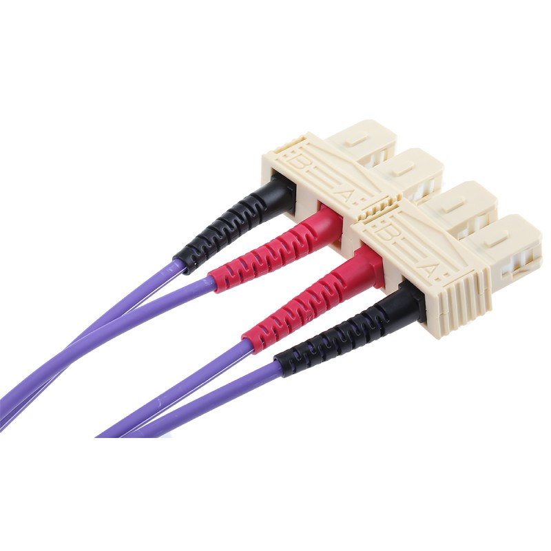 1 pcs - RS PRO SC to SC Duplex Multi Mode OM3 Fibre Optic Cable, 50/125μm, Purple, 1m