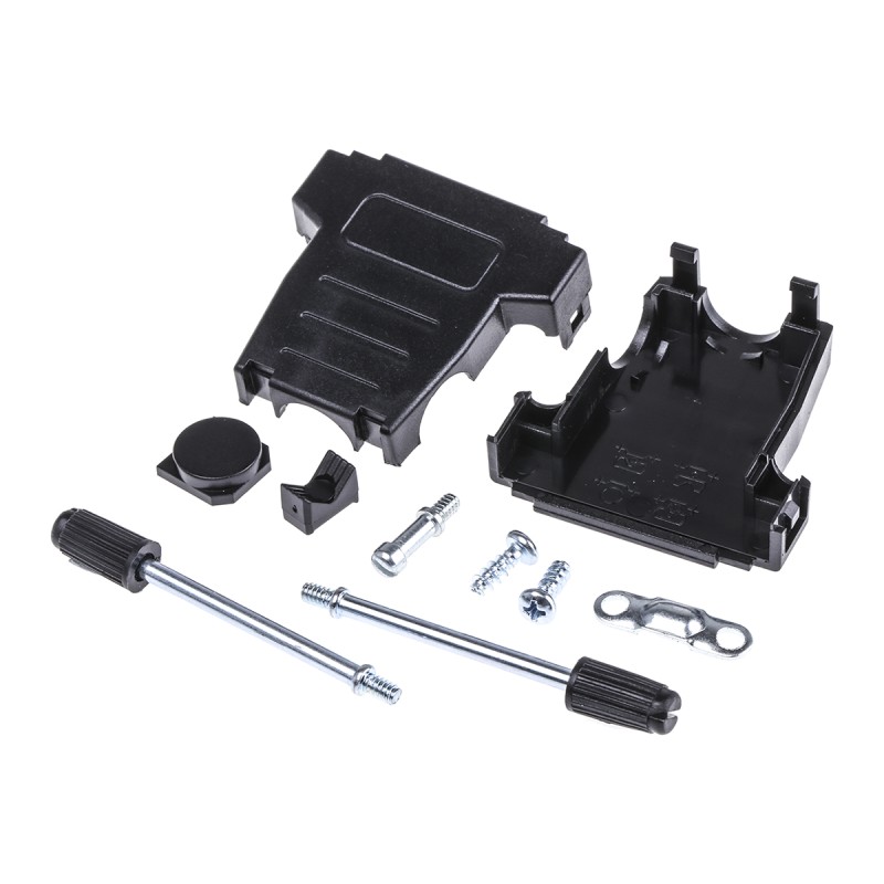 1 pcs - MH Connectors MHDSSK-T/P Series ABS Angled, Straight D Sub Backshell, 15 Way, Strain Relief