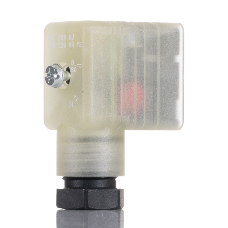 1 pcs - Hirschmann GML 2P+E DIN 43650 B, Female Solenoid Valve Connector, with Indicator Light, 250 V ac/dc Voltage